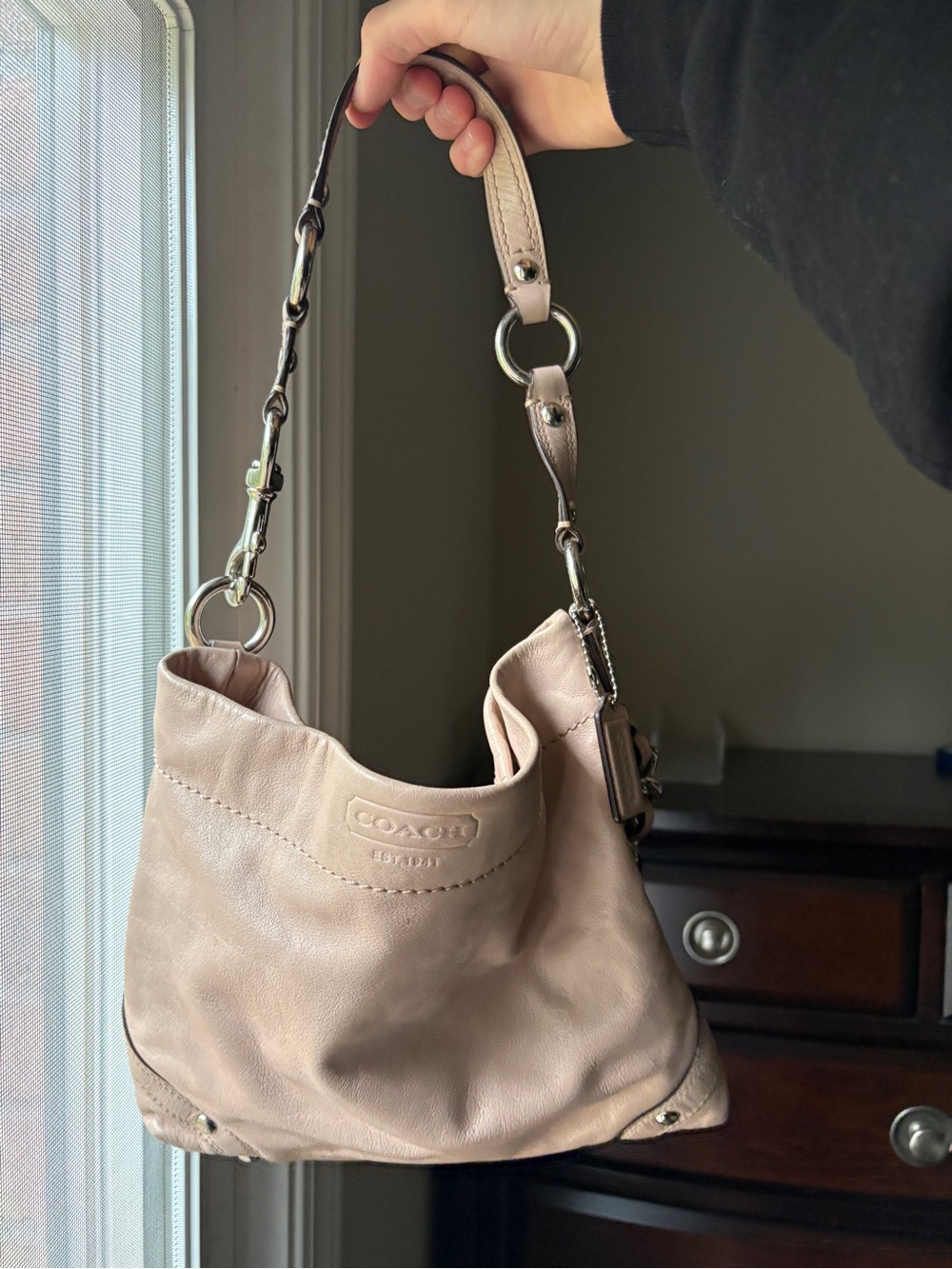 Coach Soft Pebbled Leather Shoulder Bag in Blush
